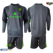 Otroški Nogometni dresi Manchester United Vratar Gostujoči 2025-26 Dolgi Rokav (+ Kratke hlače)